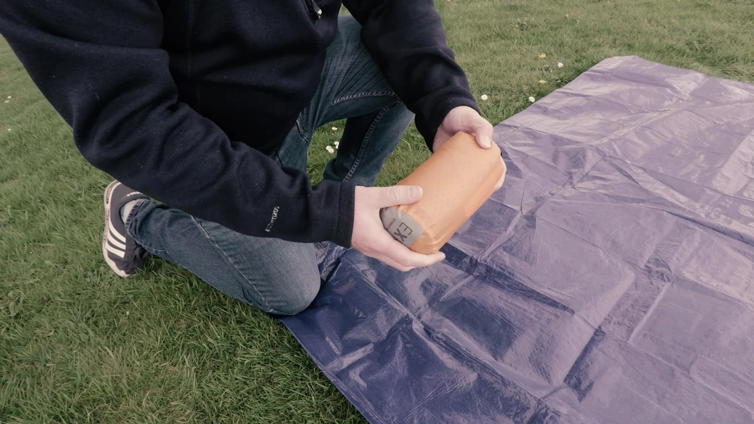 Final shot of the packed sleeping pad, summarizing the review.