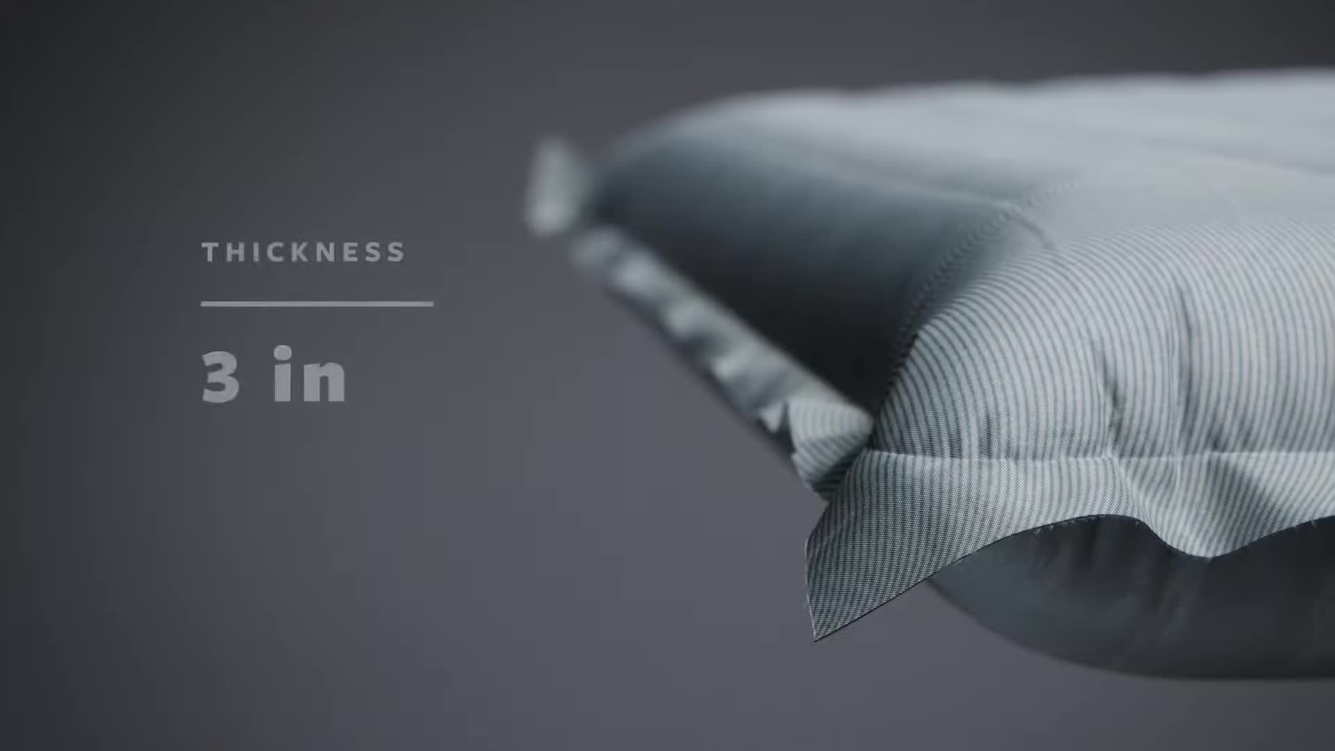 Close-up of the pad highlighting its impressive 3-inch thickness.