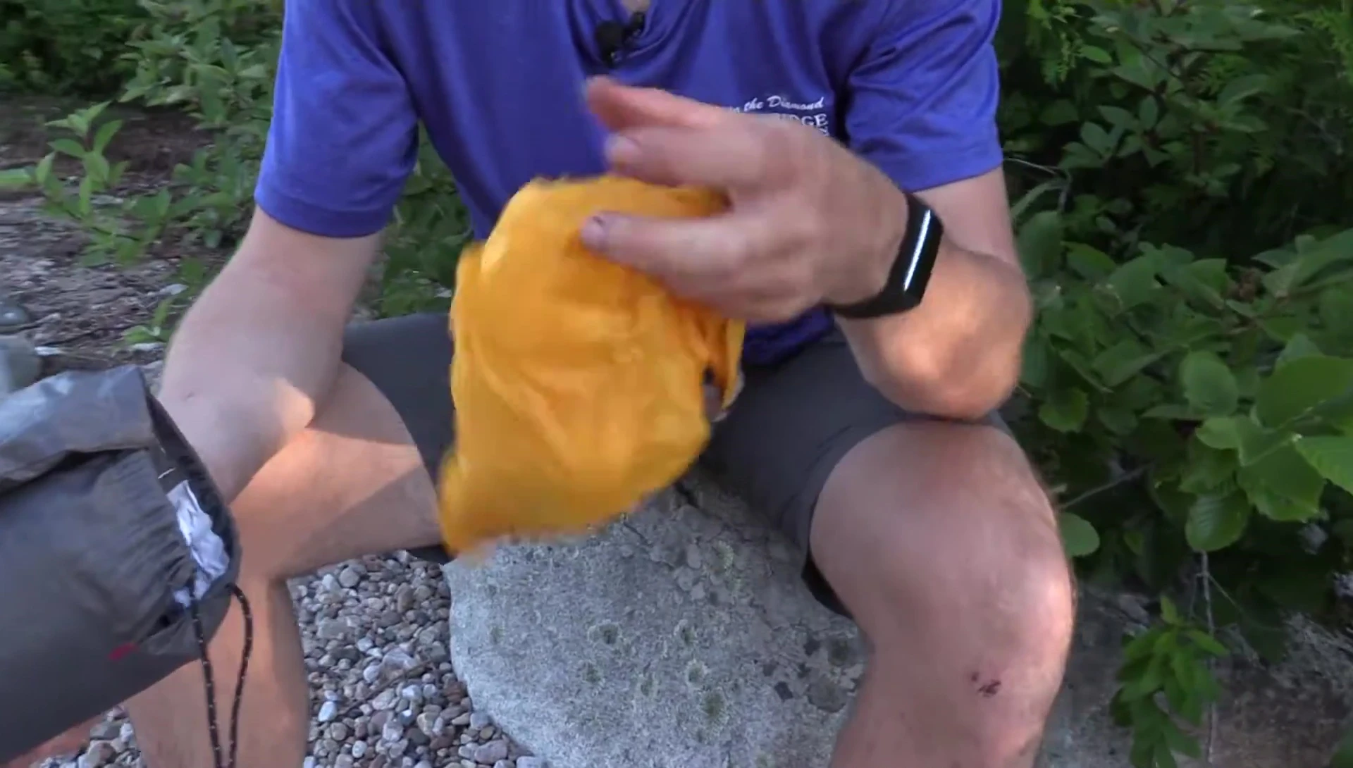 Close-up of the Exped Downmat Winterlite M packaging and inflation bag.