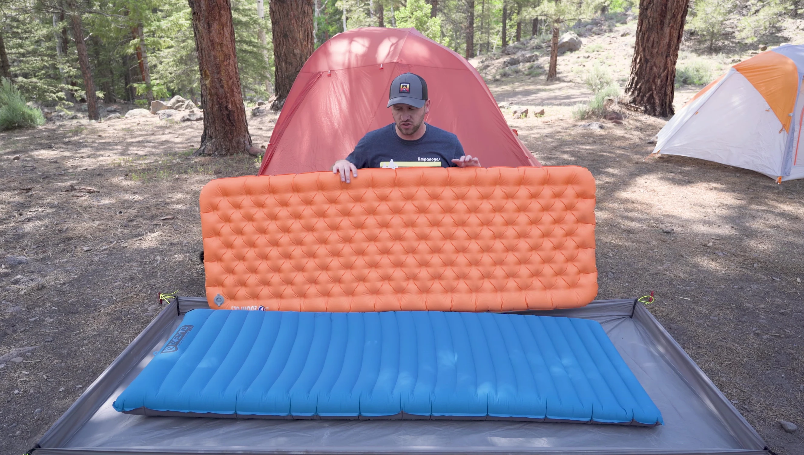 A detailed shot of an inflatable pad’s surface texture.
