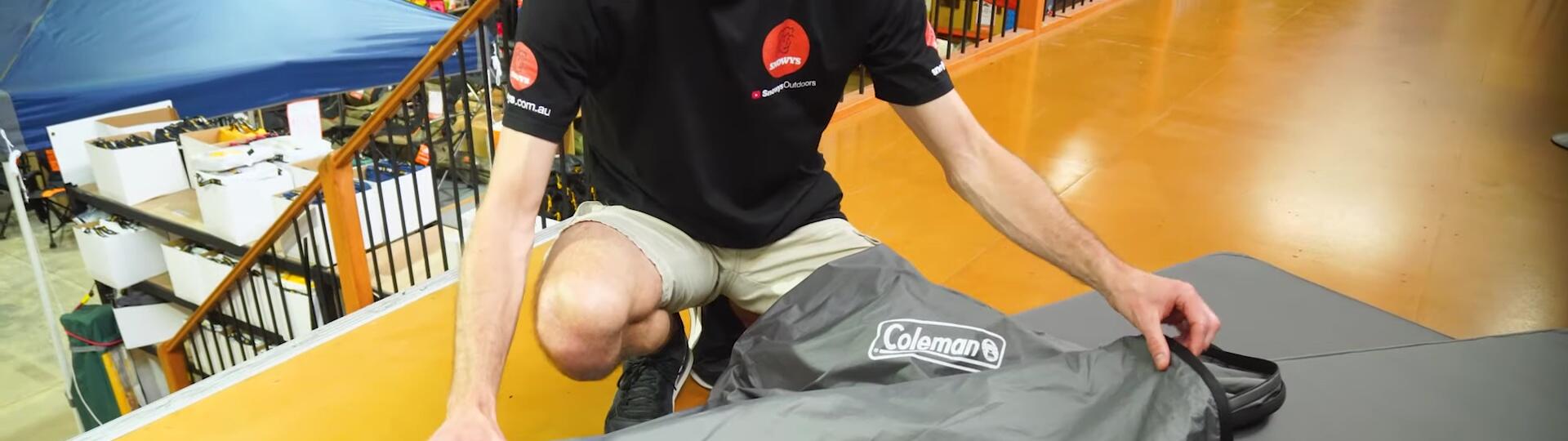 Image showcasing the packed size of the single Coleman High Peak camp mat.