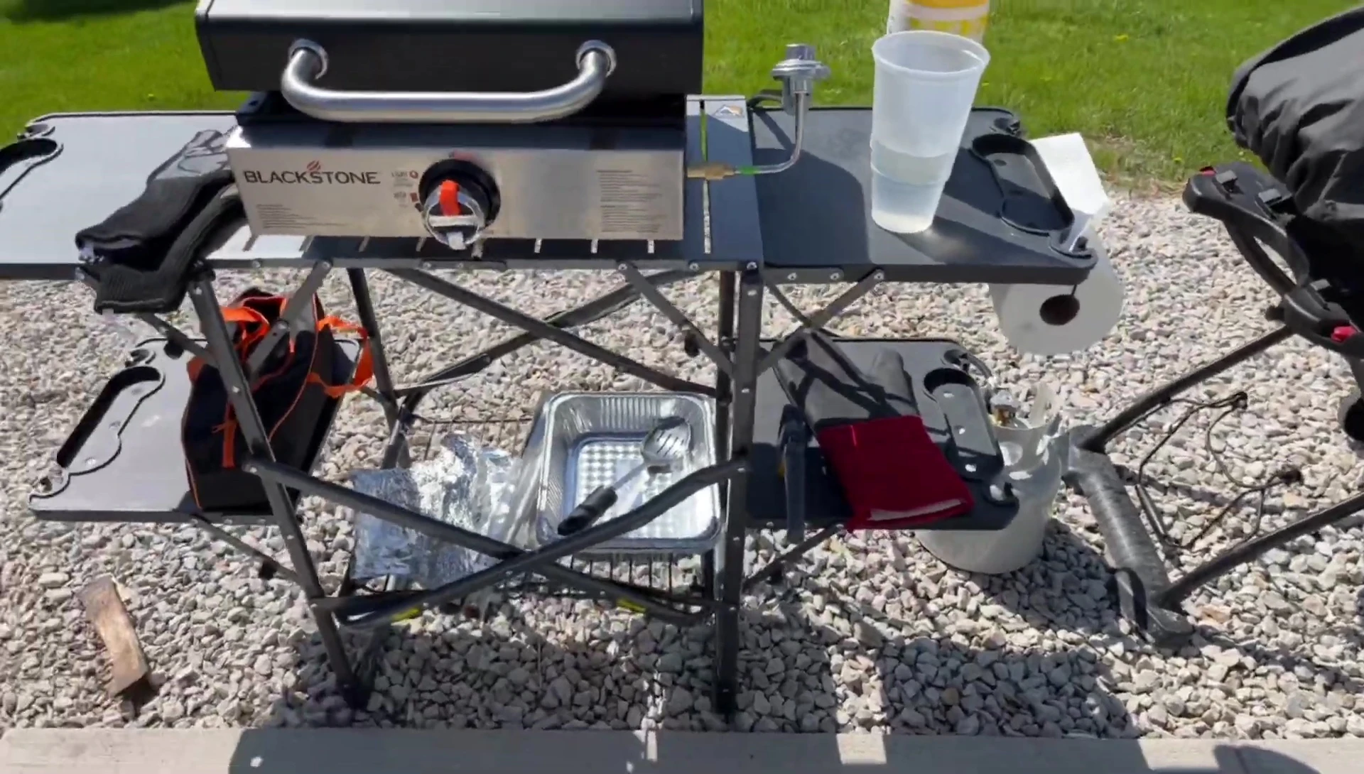 The GCI Outdoor folding table in its unfolded state.