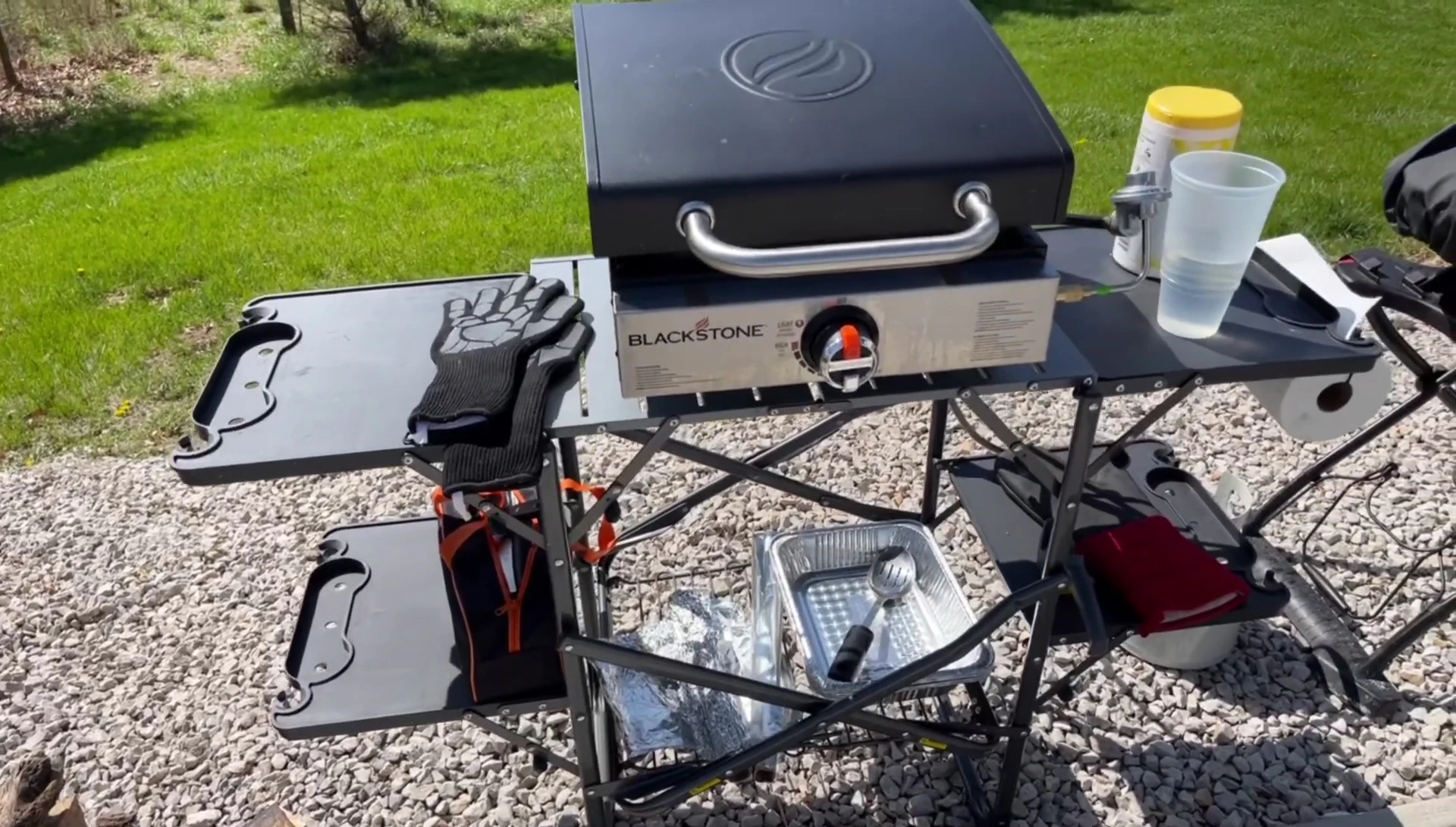 The Blackstone griddle on the GCI table.