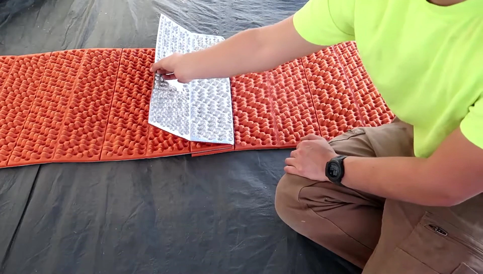 Close-up showing the three layers of padding for hips.