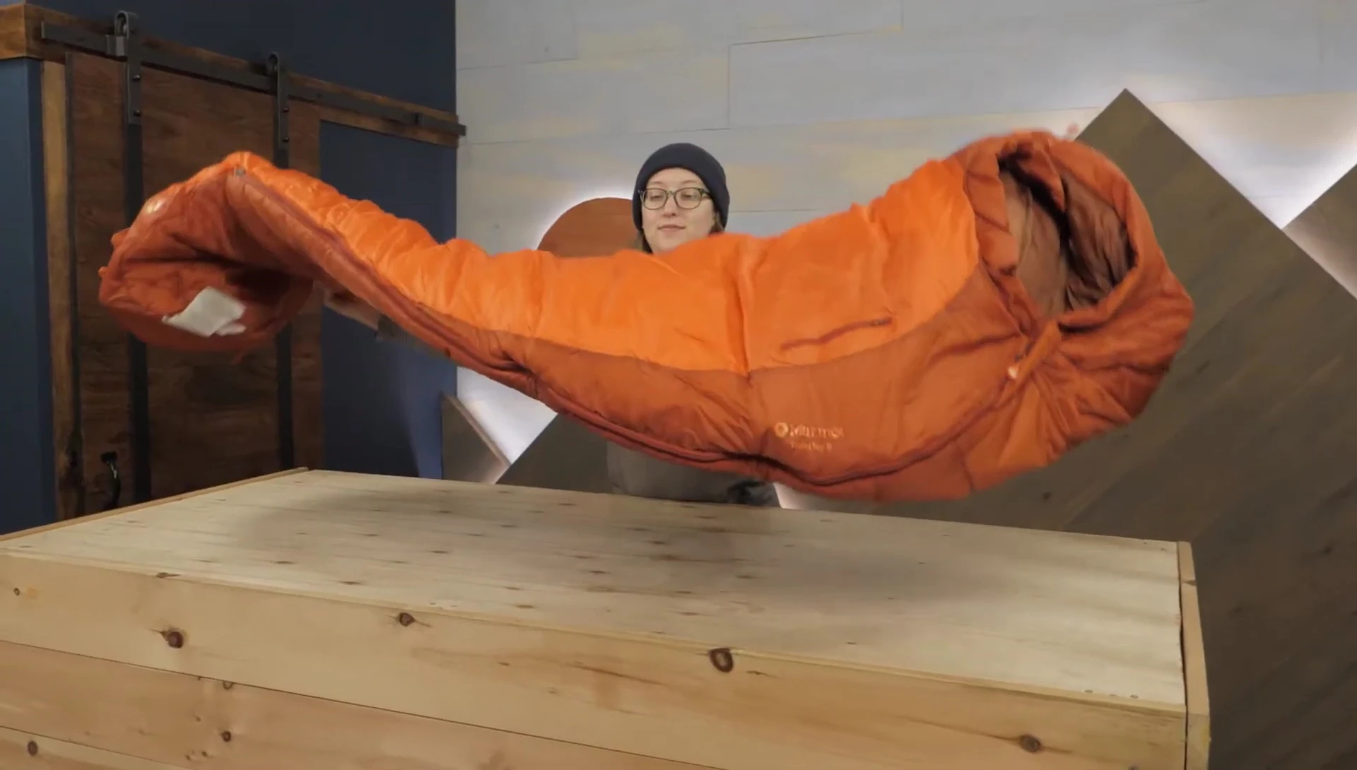 Close-up of the sleeping bag's synthetic insulation
