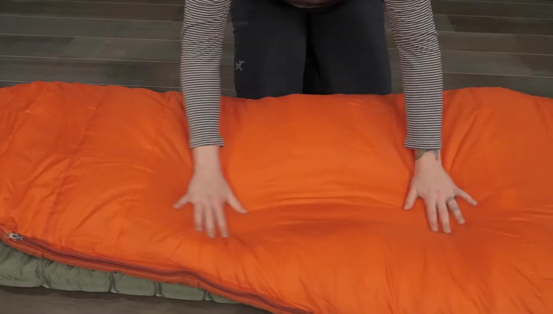 Close-up of the sleeping bag's fabric