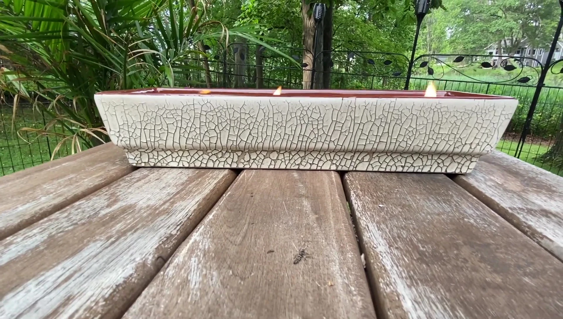 Close up of the melting wax pool