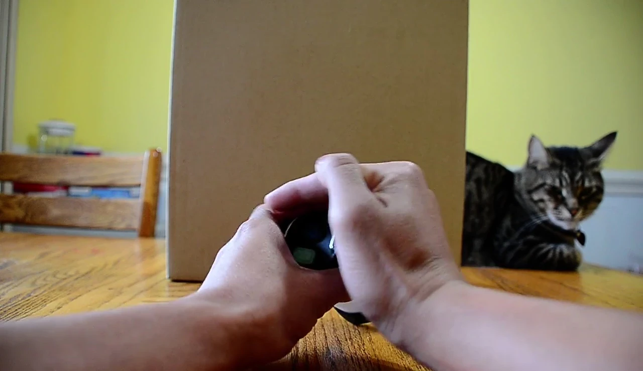 Close-up shot highlighting the glow-in-the-dark power button