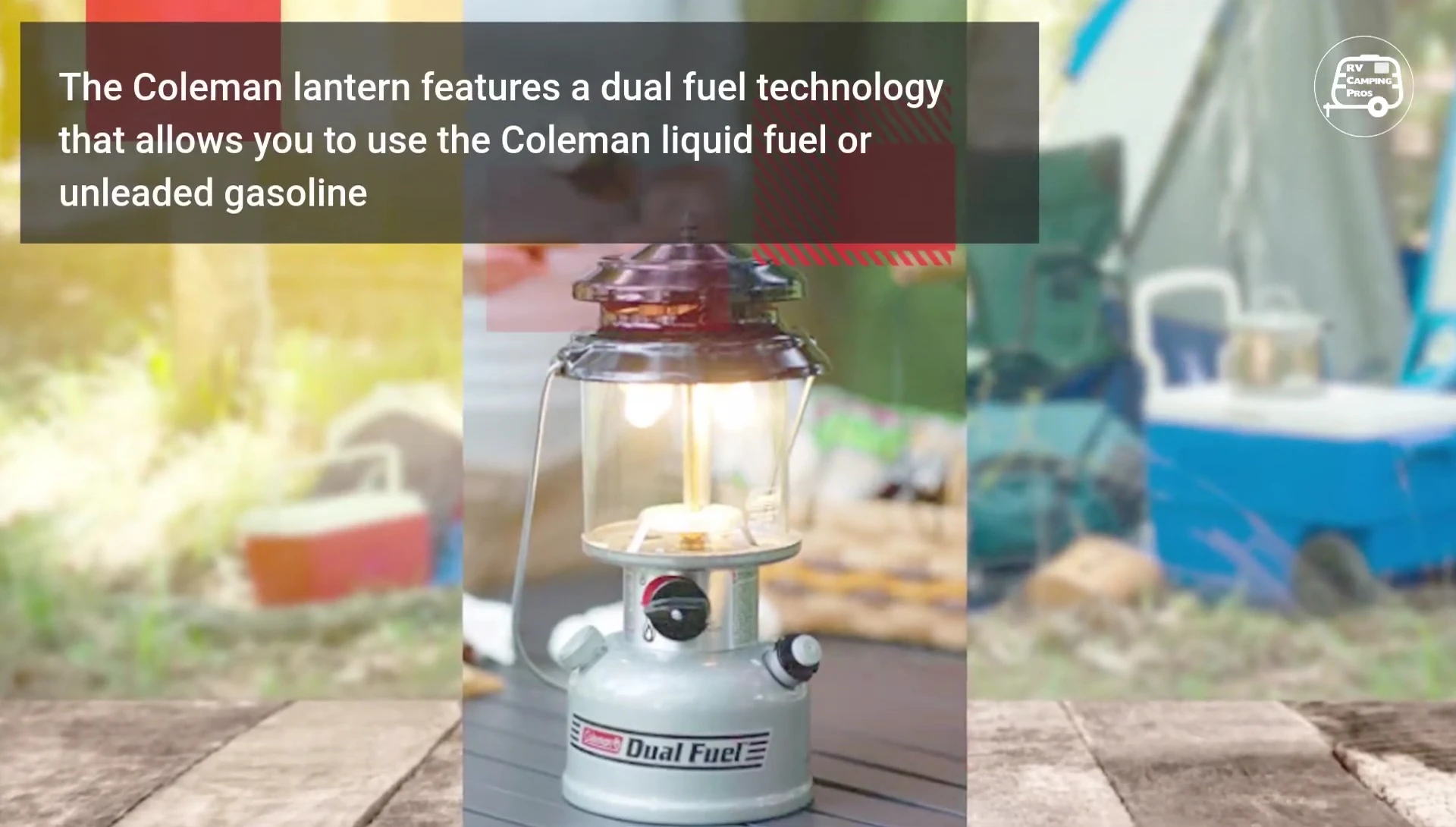 Close-up of Coleman lantern's dual fuel mechanism