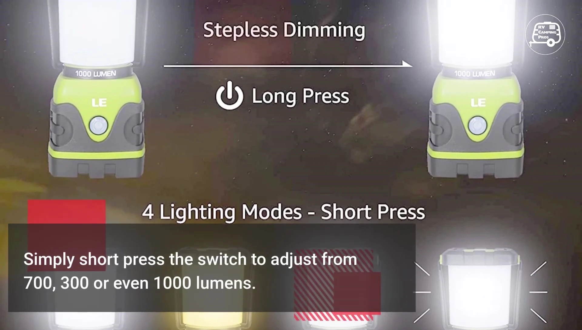 Ellie Lantern demonstrating brightness settings