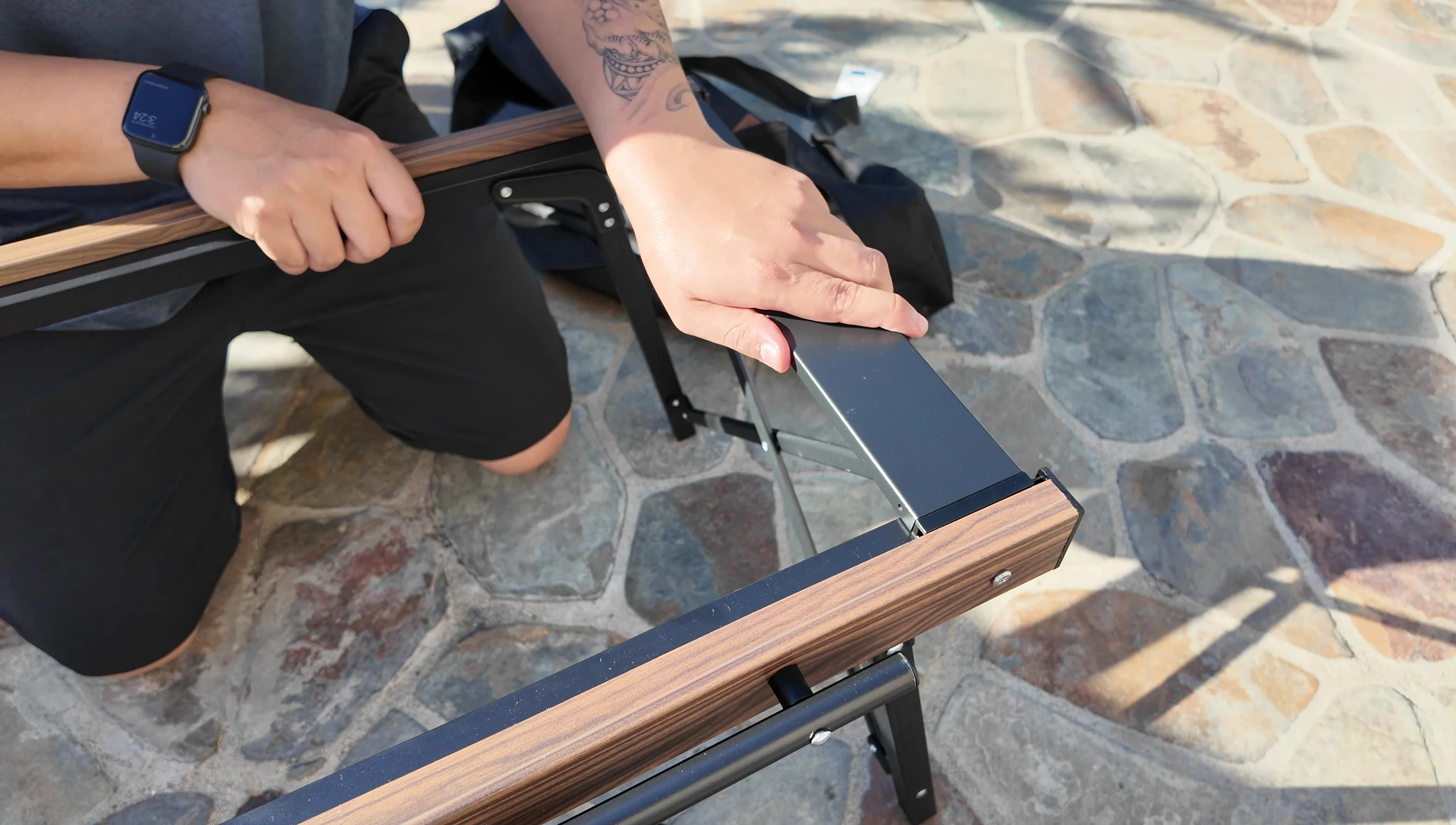 The bag with additional tabletop slots, including the stove cutout.