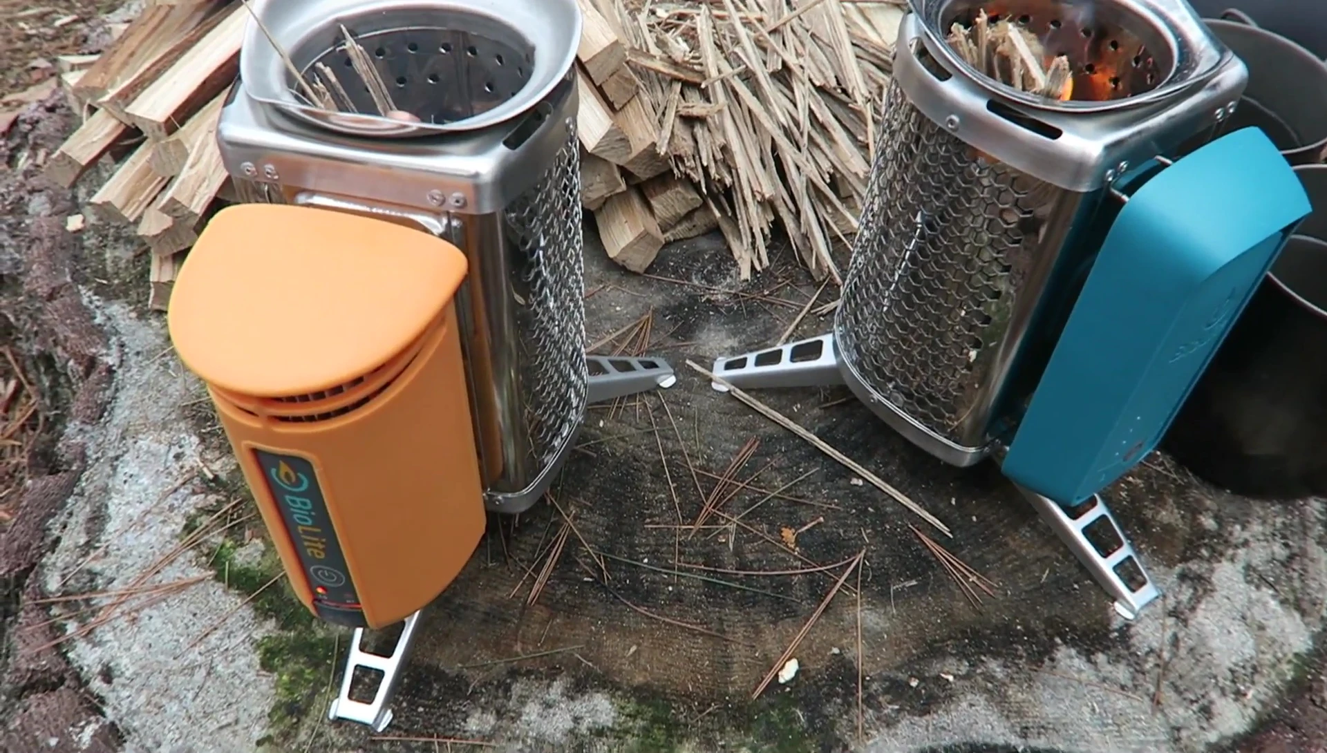 Close-up of the Camp Stove during operation, highlighting the fan noise