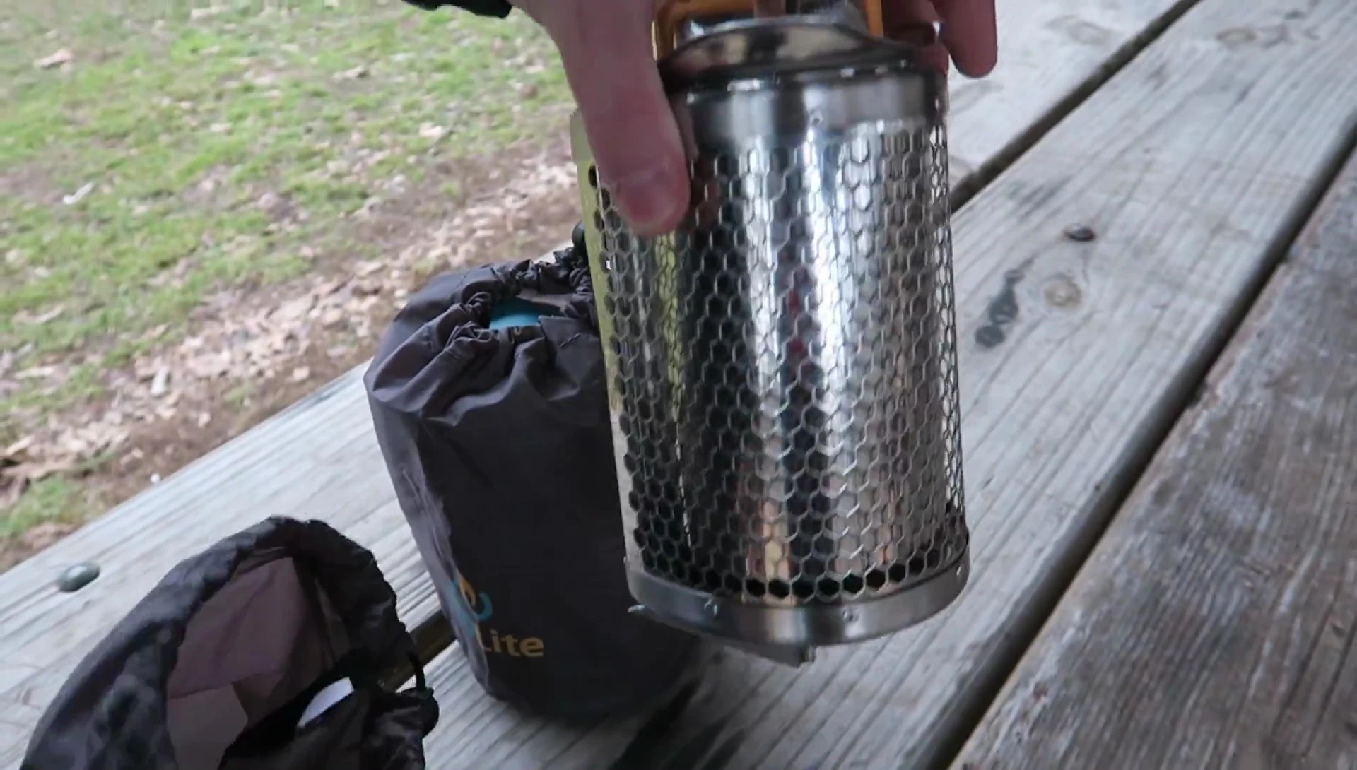 BioLite Camp Stove setup: showing the fan module and thermoelectric generator