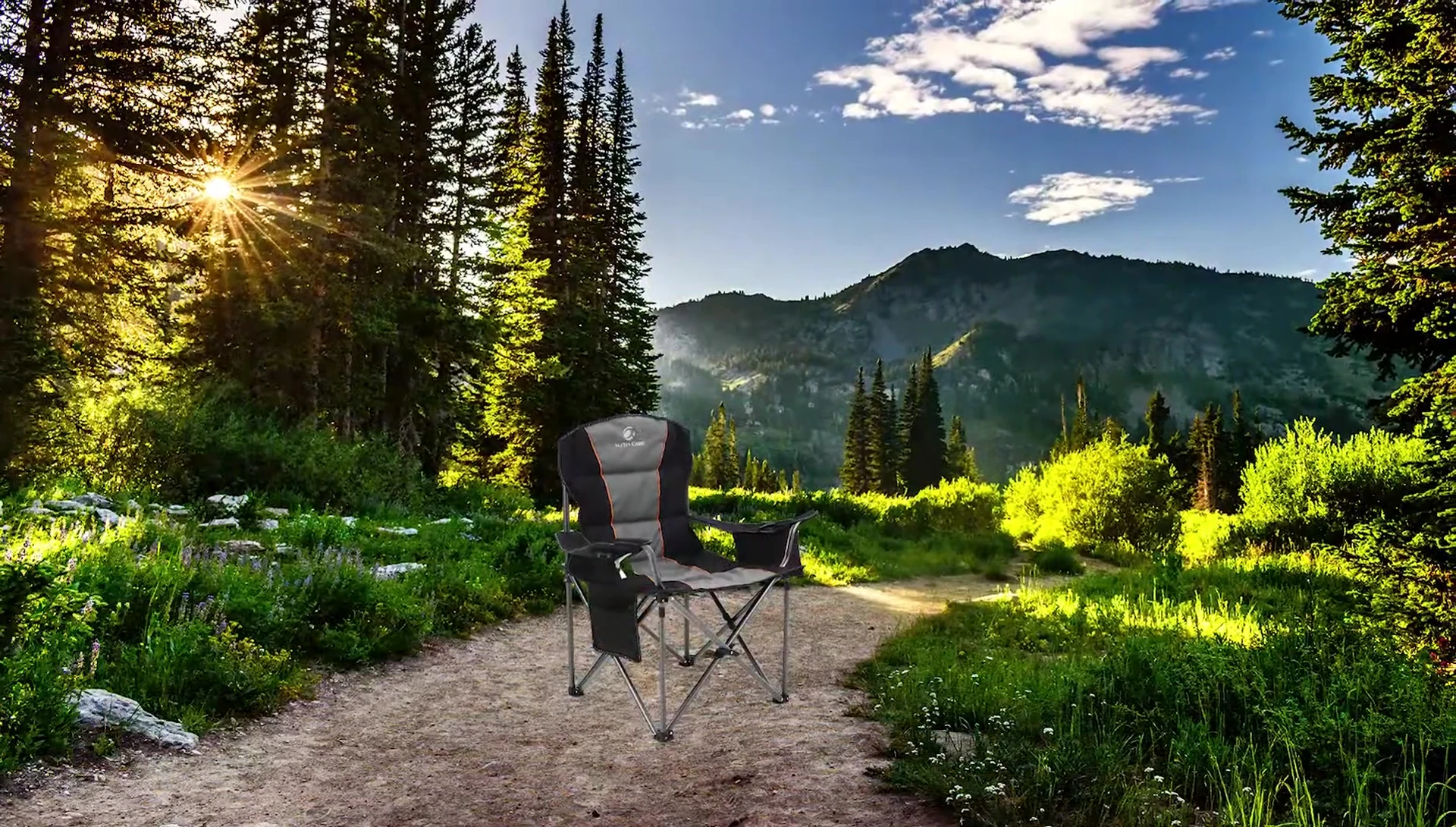 Close up of the fabric and padding on the Alpha Camp chair