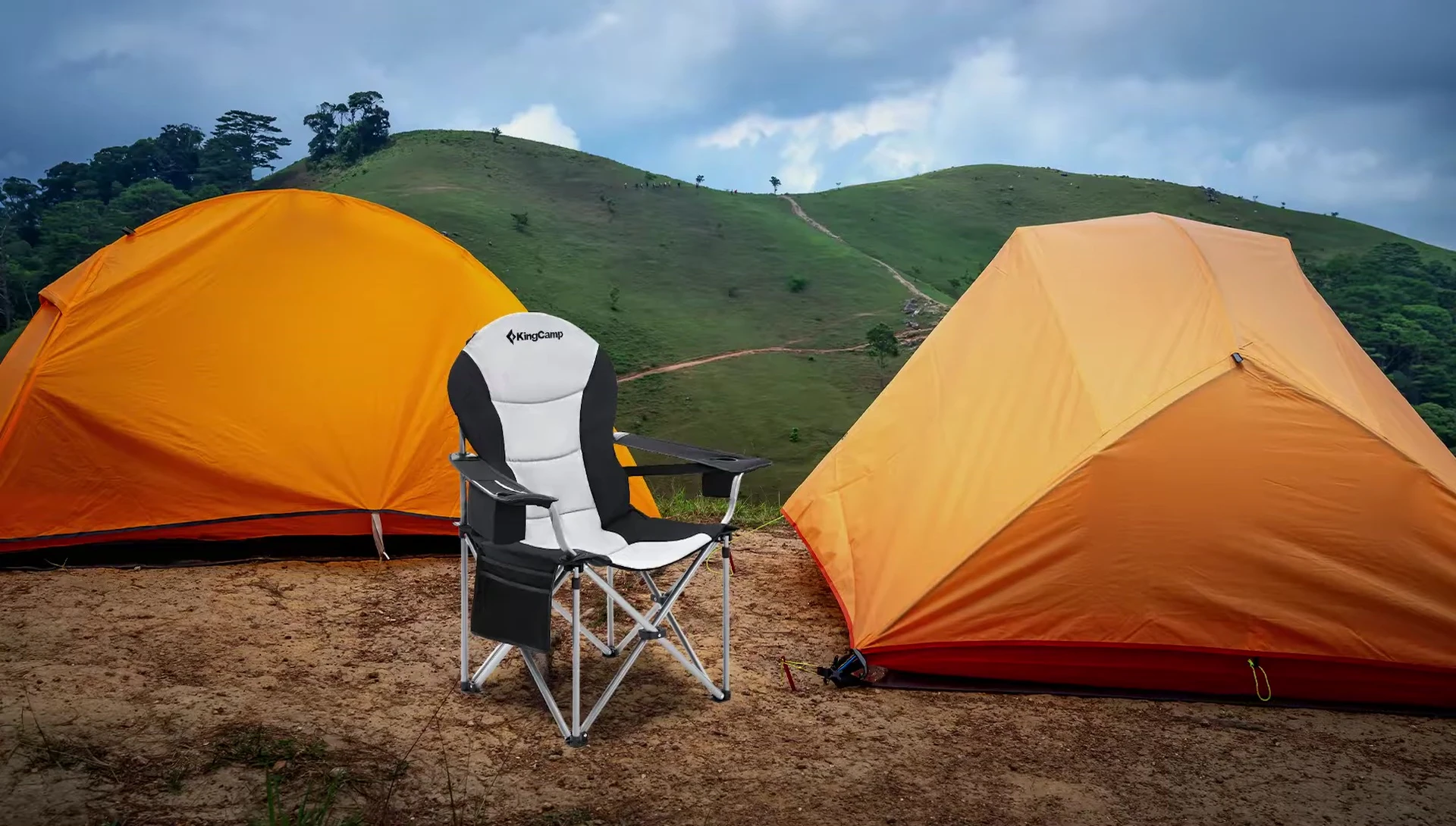 The King Camp Heavy Duty Camp Chair displayed, highlighting its comfortable design.