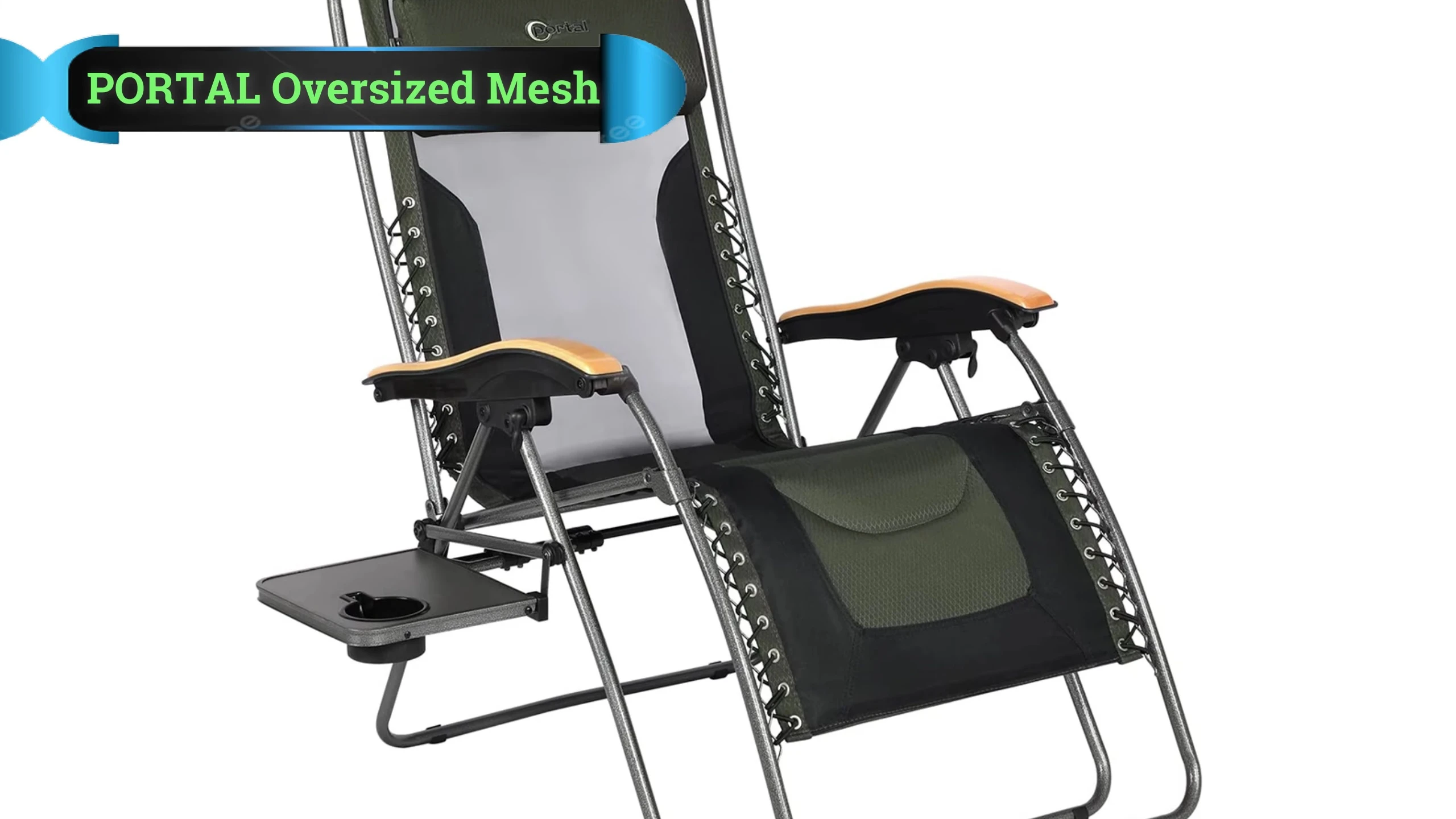 Close-up of the Portal Oversized Mesh Back Chair showing its zero-gravity design
