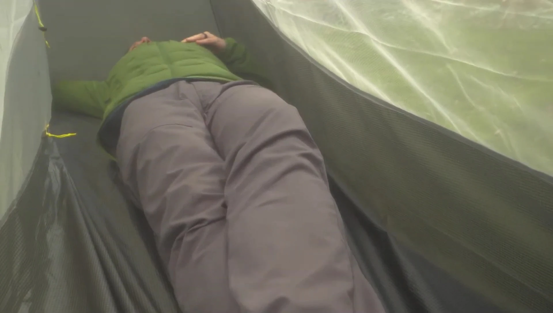 One-person tent interior shown.