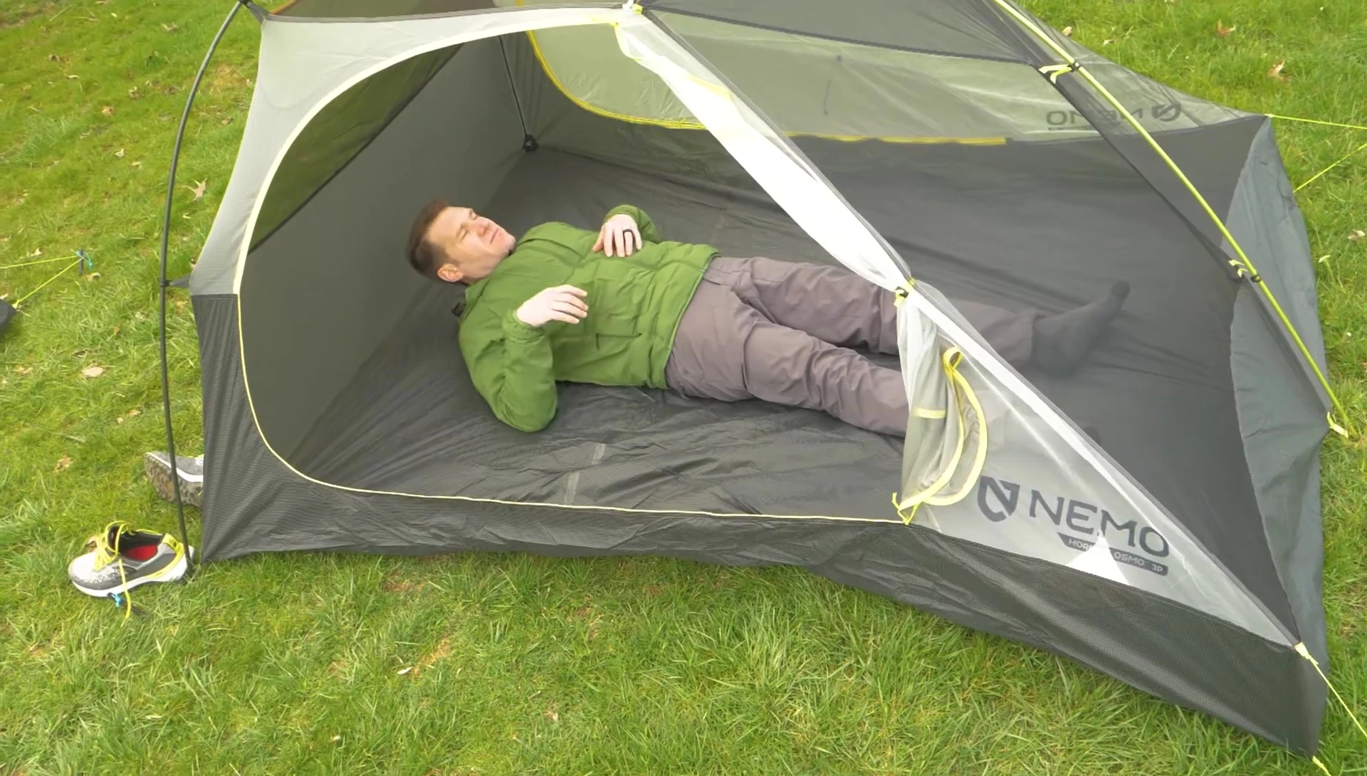 Two-person tent interior with sleeping pads.
