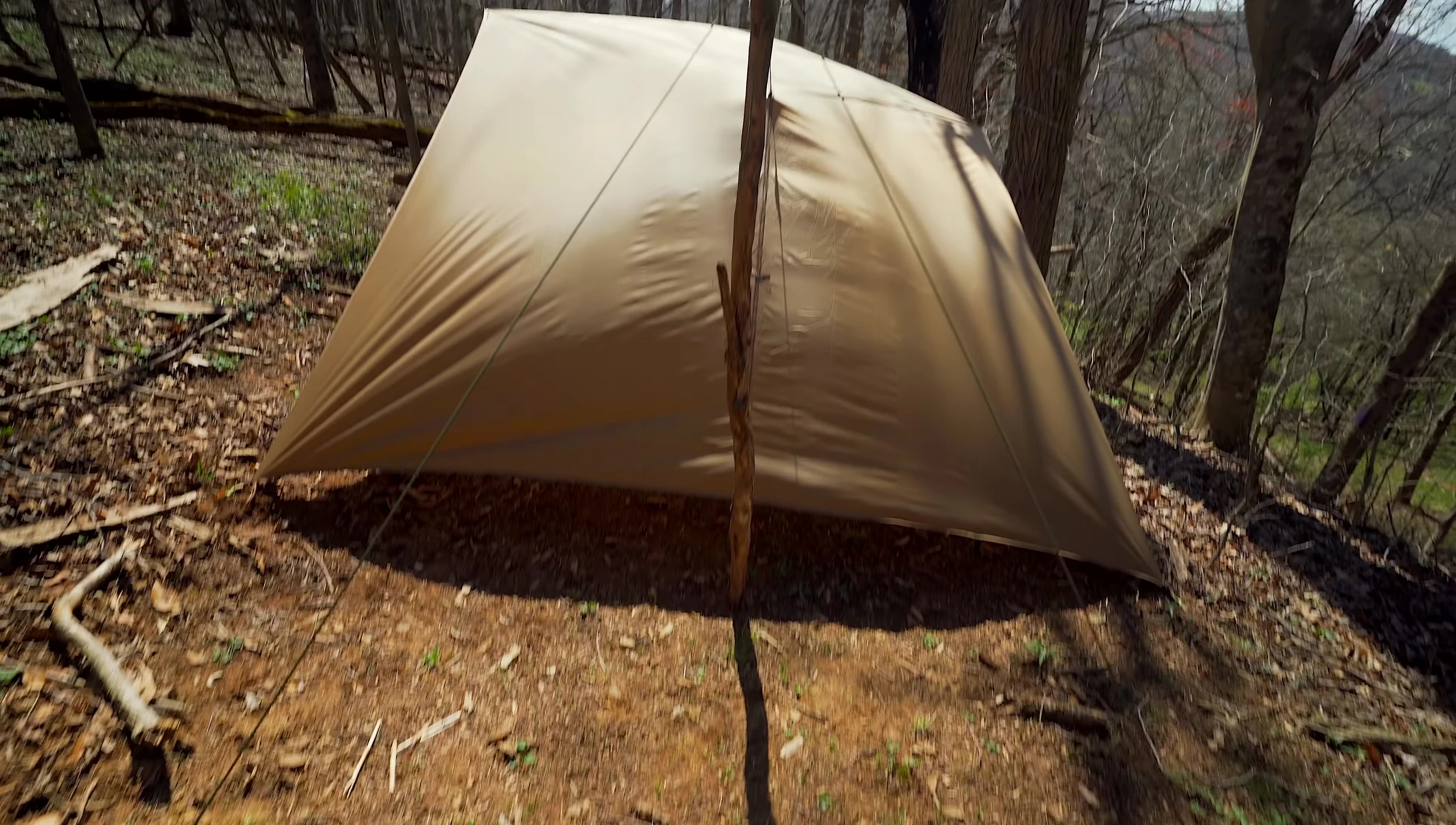 The finished slanted tarp shelter