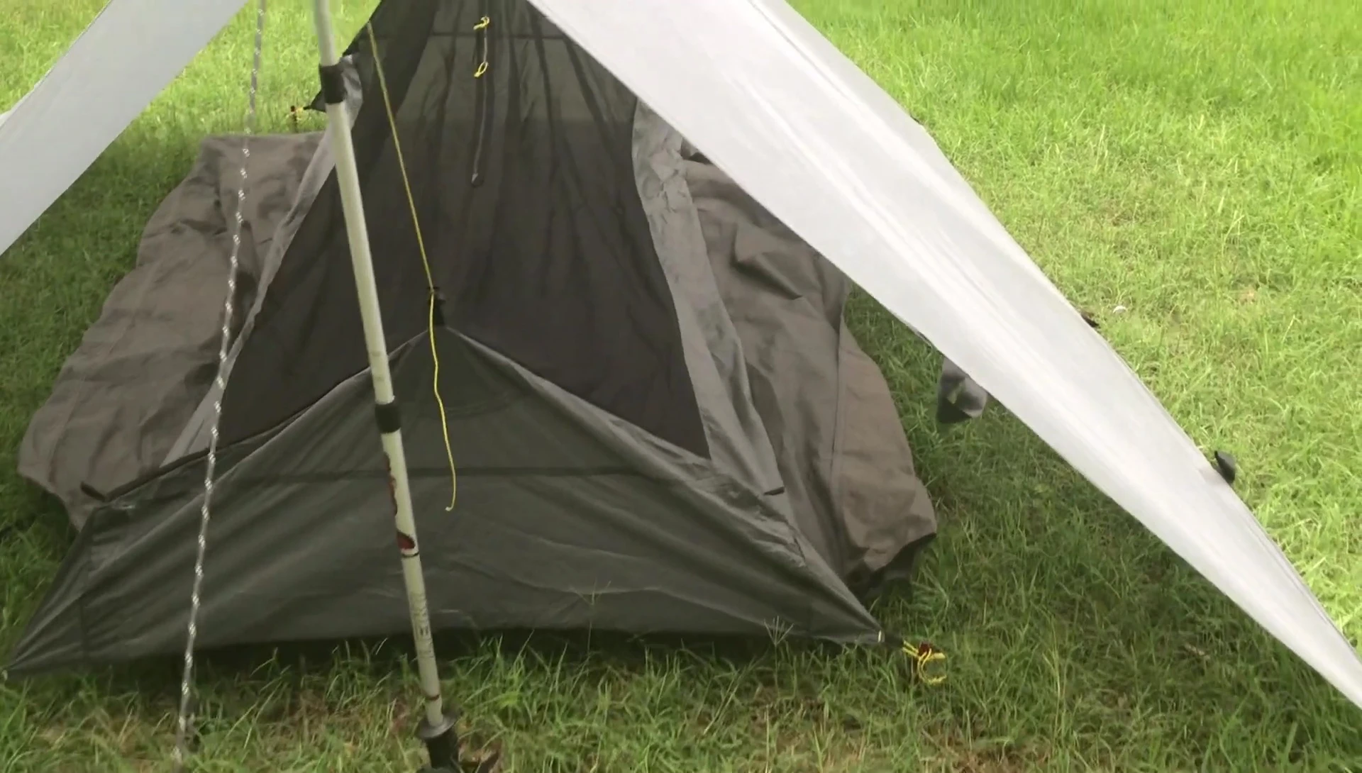 Showing the spacious interior of the bivy