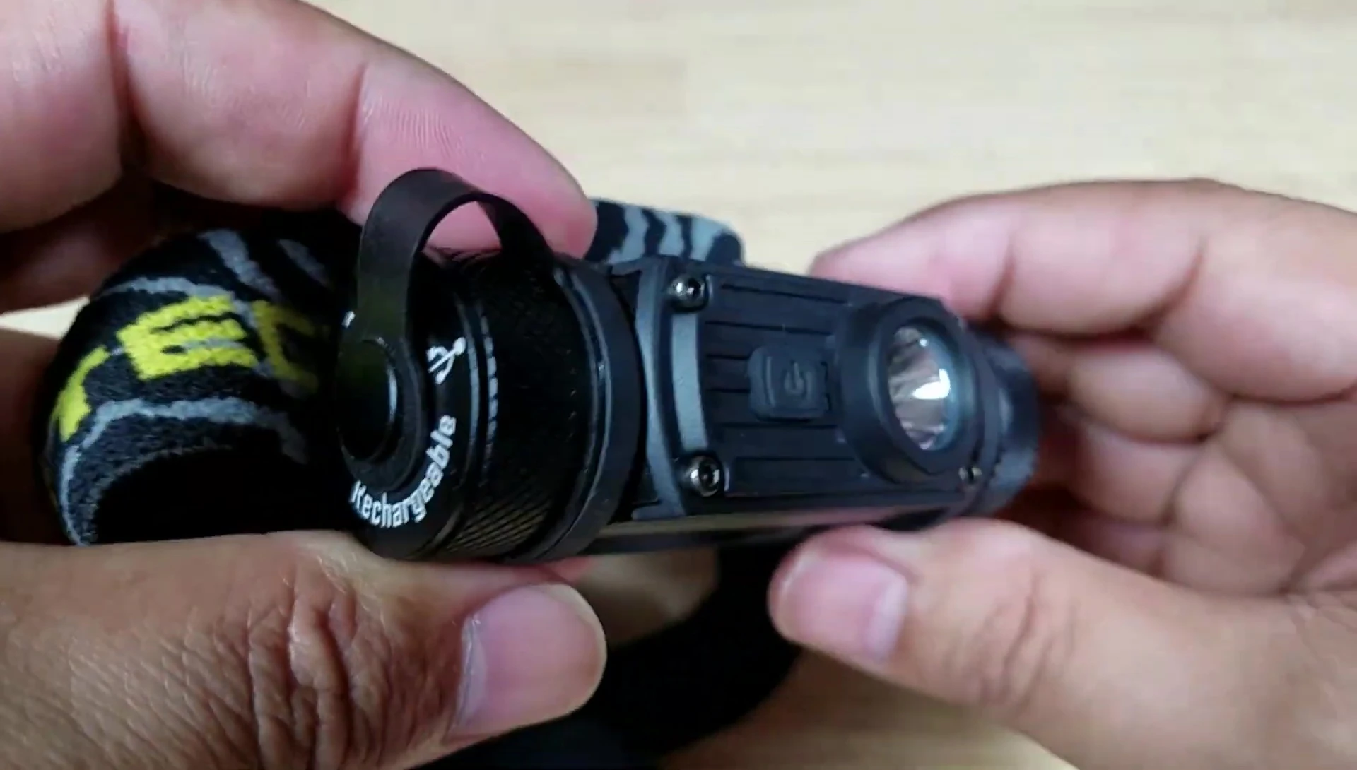Headlamp demonstrating its range of motion