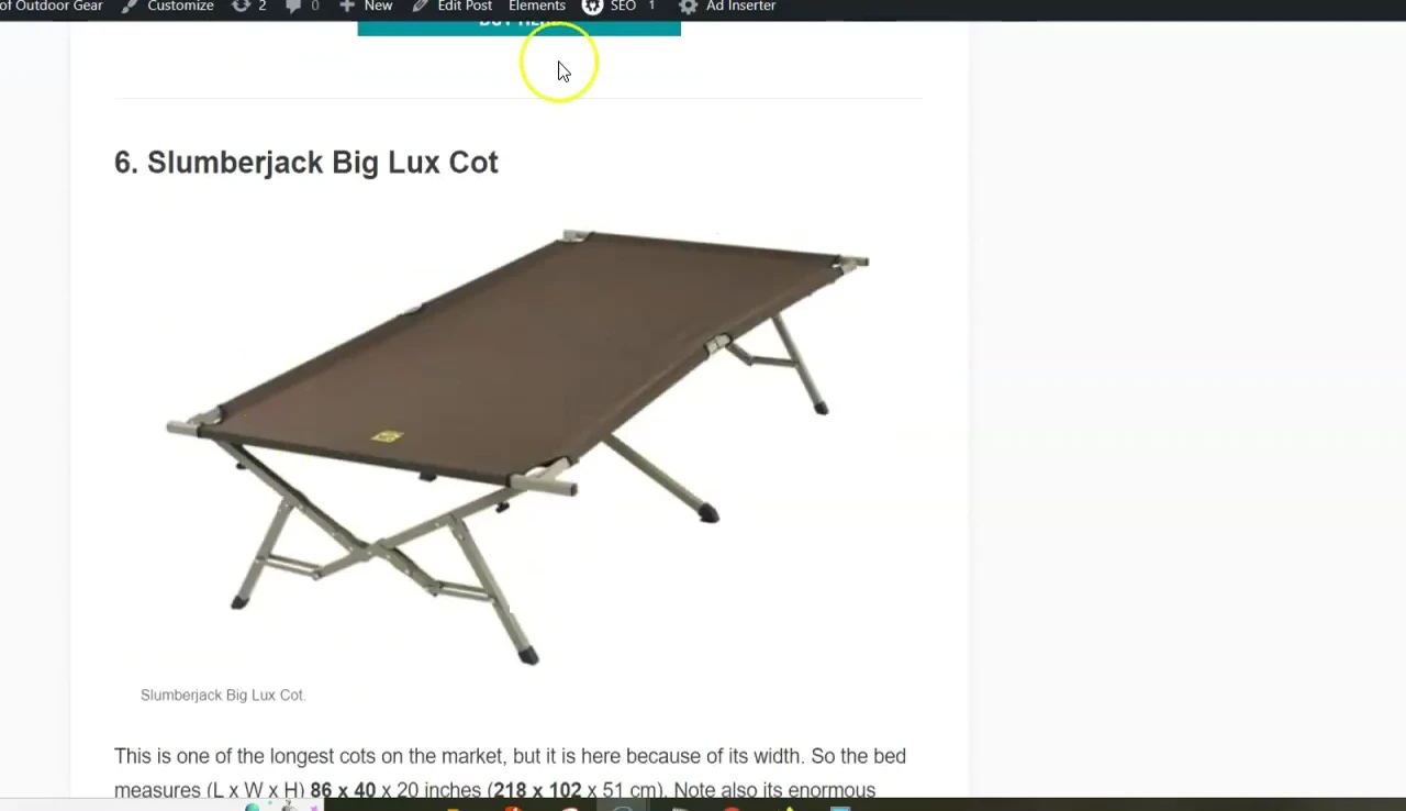 The Slumberjack Big Lux Cot with its unique leg design.