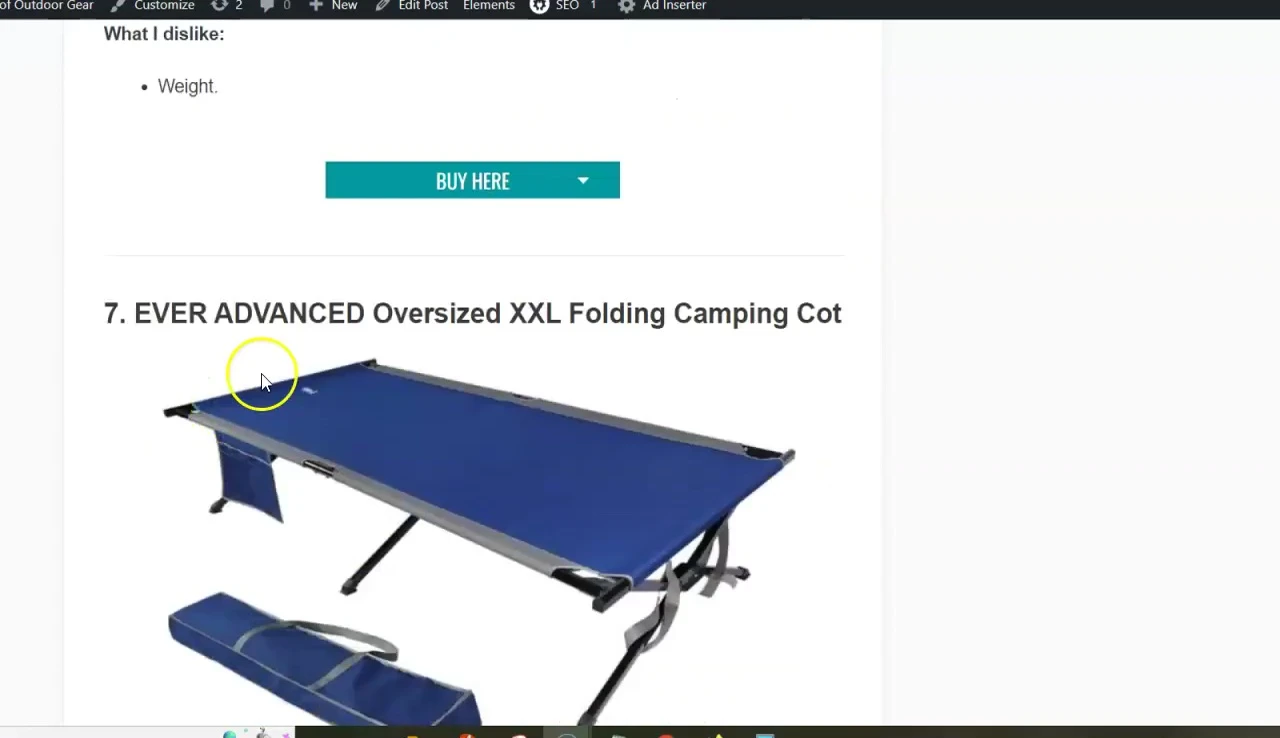 The Ever Advanced Oversized XXL cot showing its impressive width.