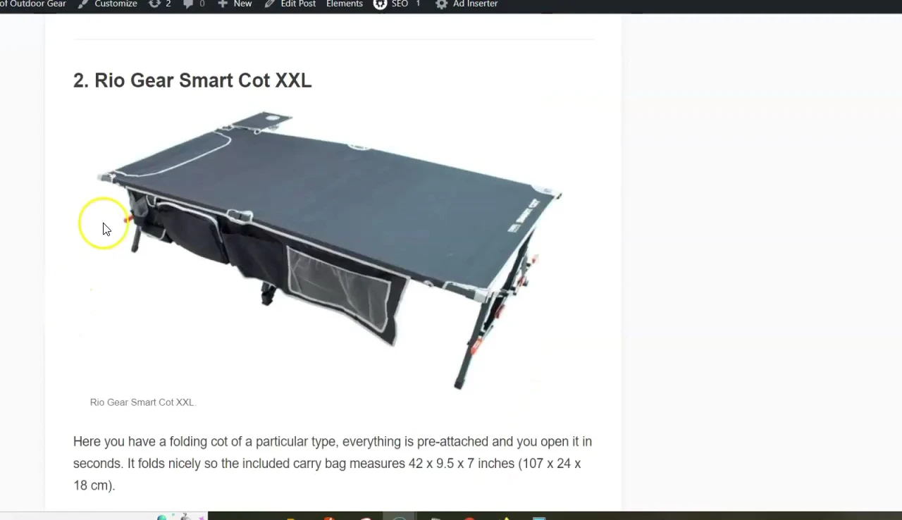 Overview of the Rio Gear SmartCode XXL cot emphasizing its military style.