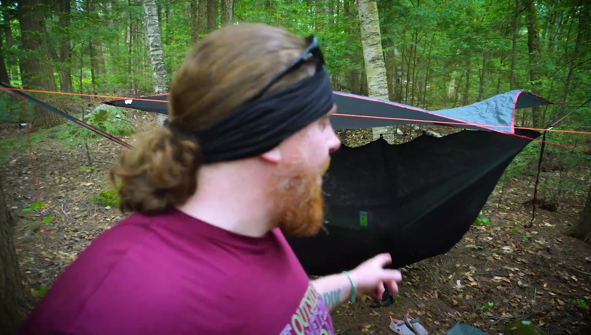 Setting up tarps for ventilation