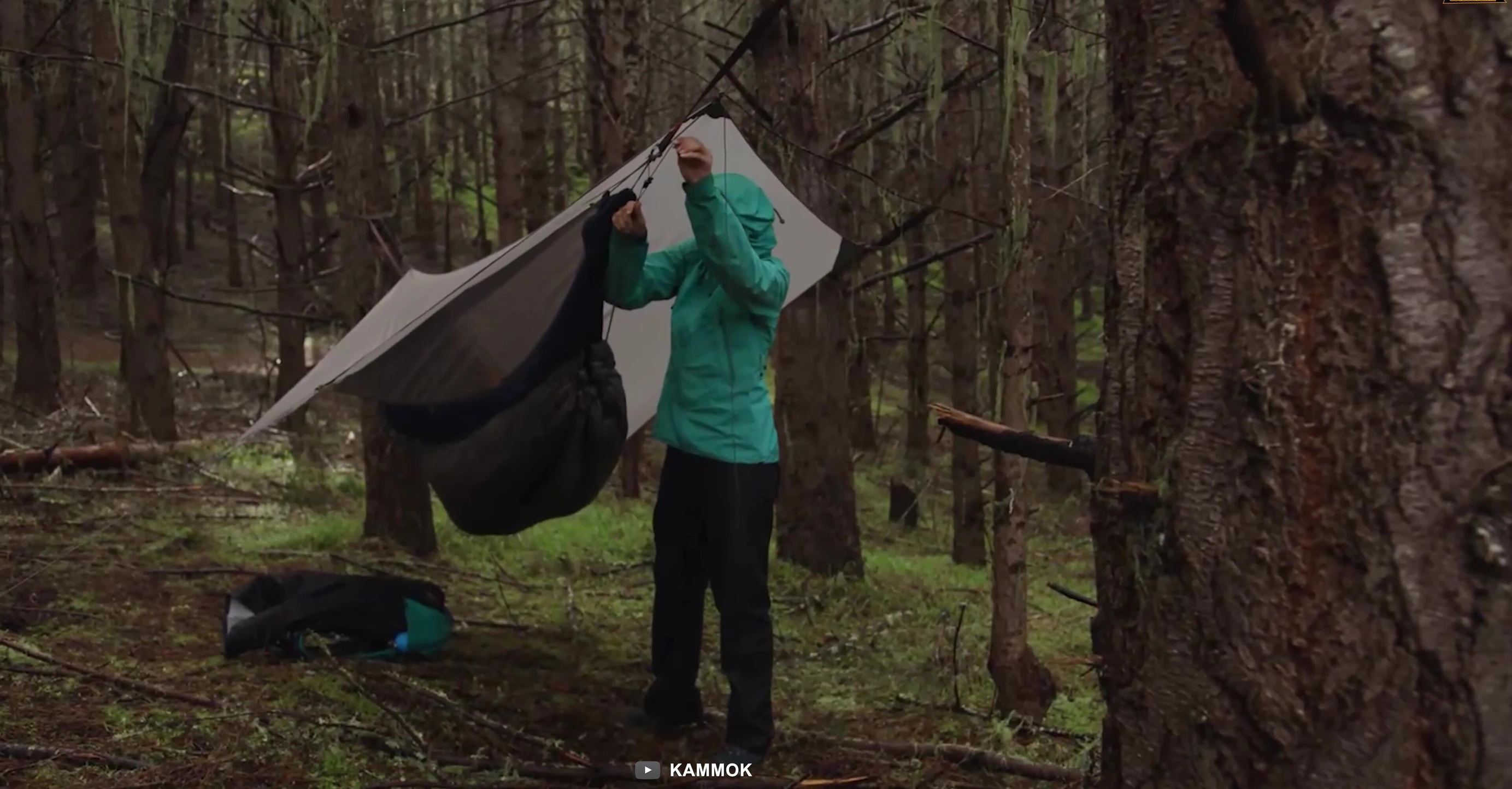 Kammok Mantis Hammock in use showcasing rain fly