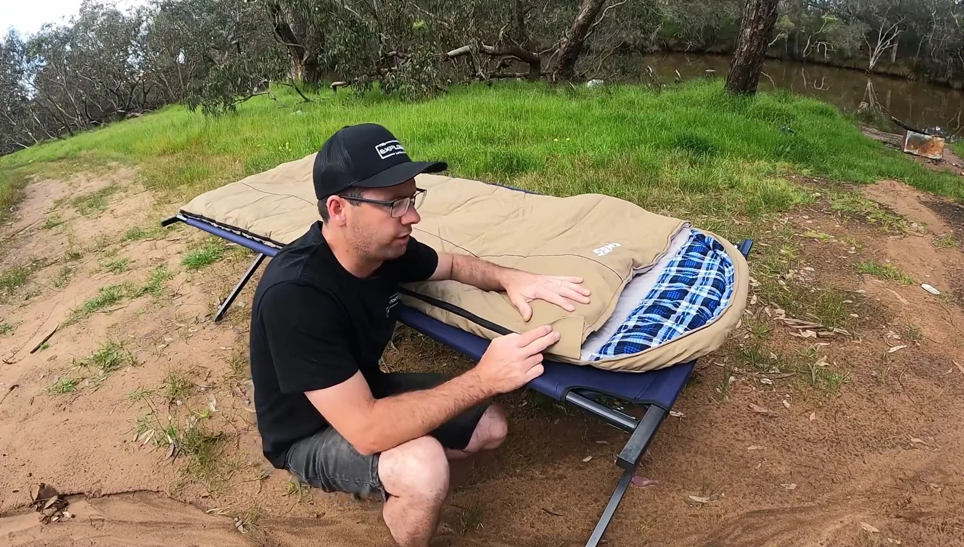 The sleeping bag showcasing the temperature rating.