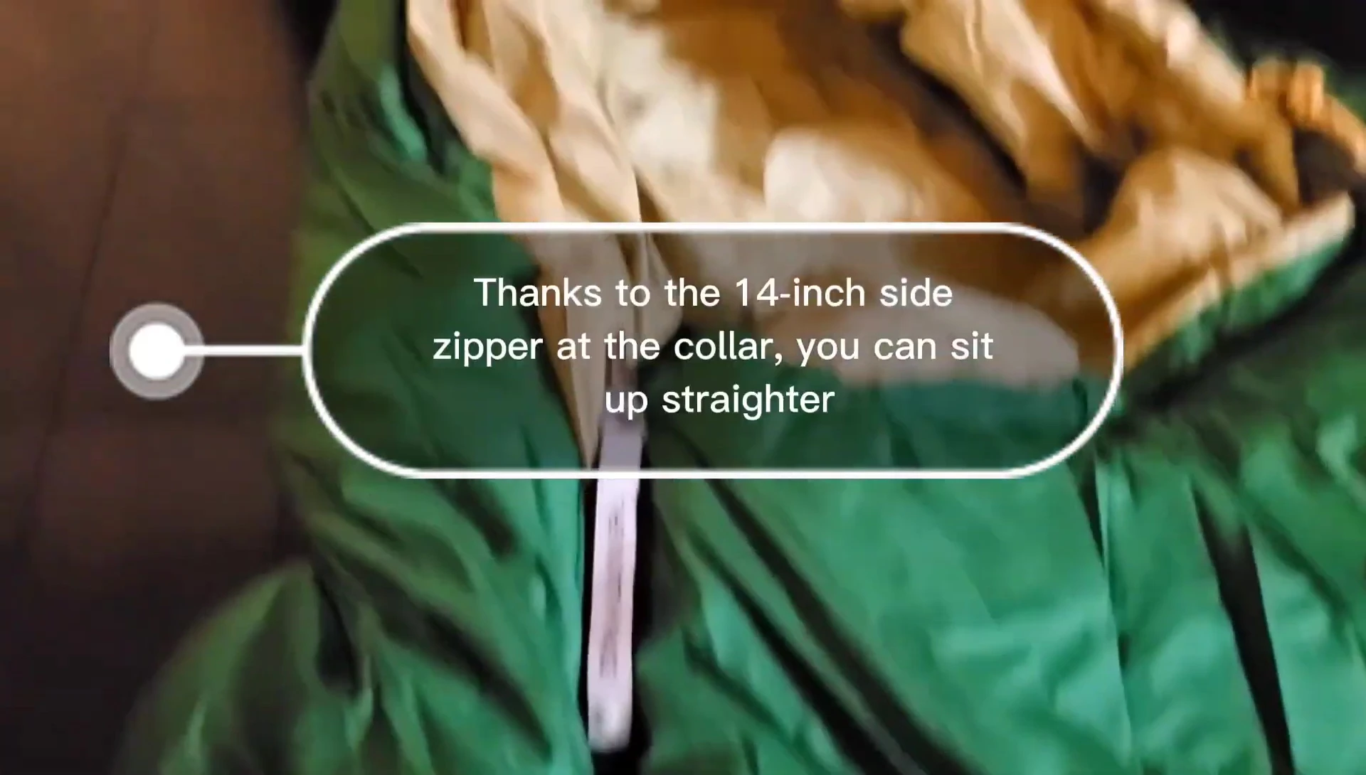 Close up image of the Eco Trail Bed zipper and interior pocket