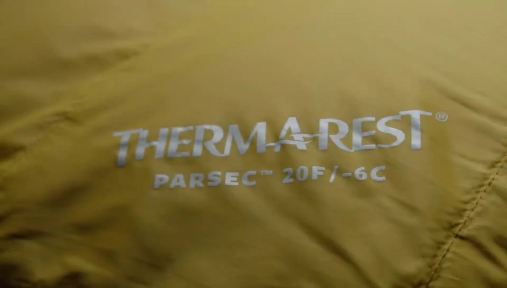 Close-up of the Therm-a-Rest Parsec sleeping bag showing its features.