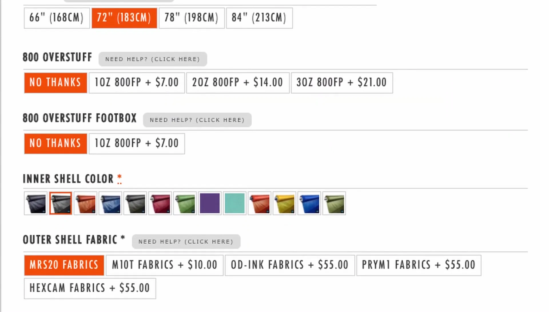 Customizable features of a quilt shown