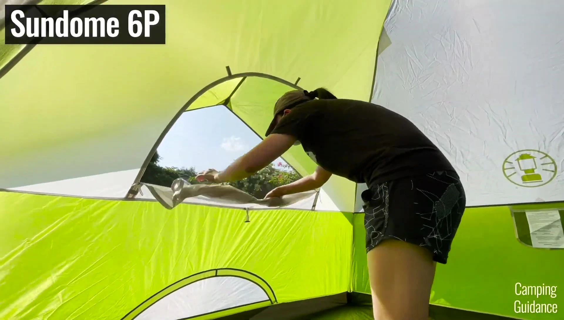 Interior view showing features of the tent.