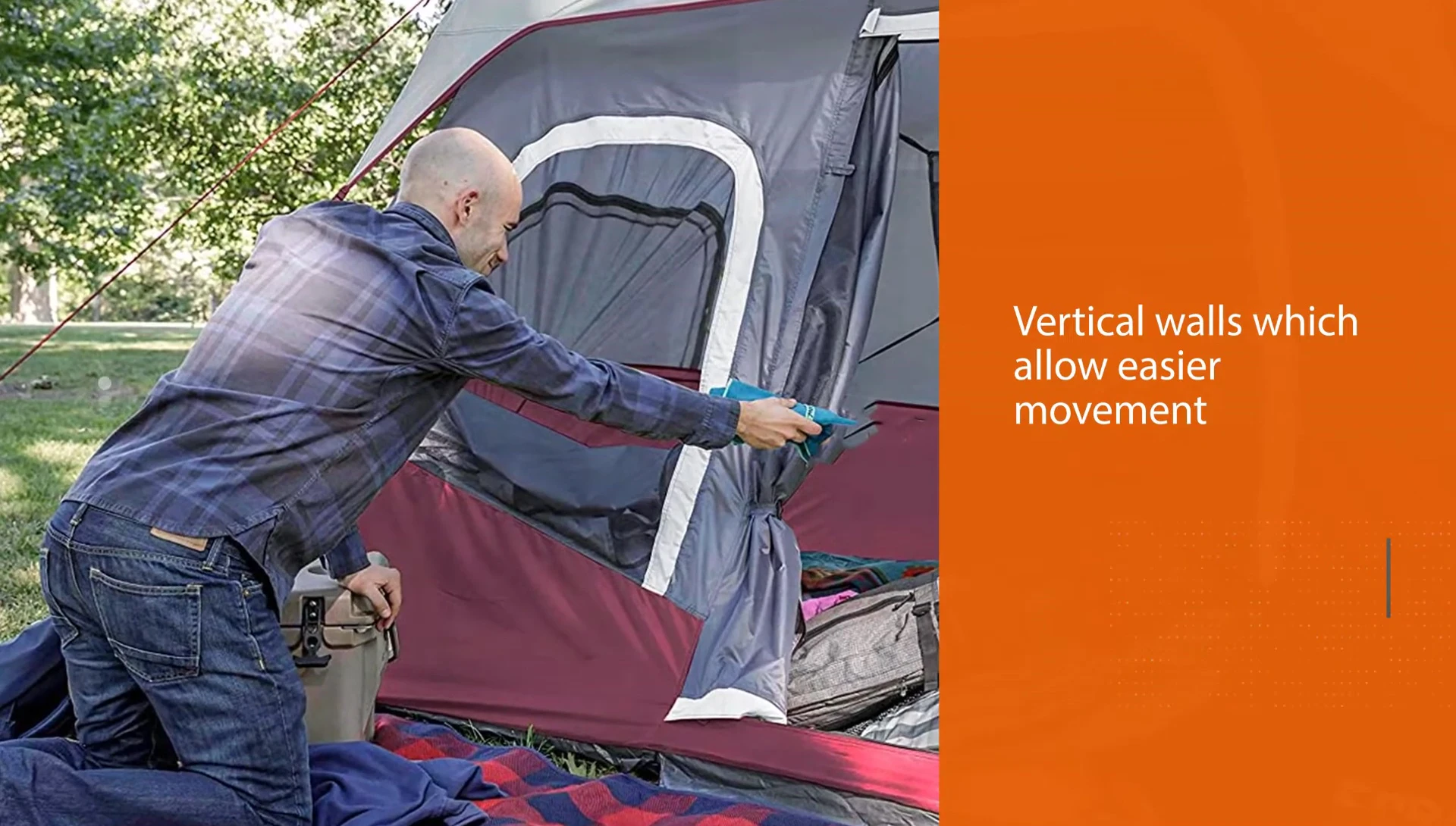 Interior view highlighting vertical walls of the Core tent