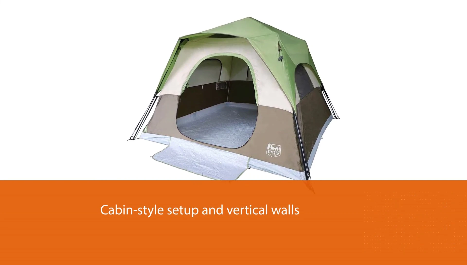 Vertical walls and cabin style of the Timber Ridge tent