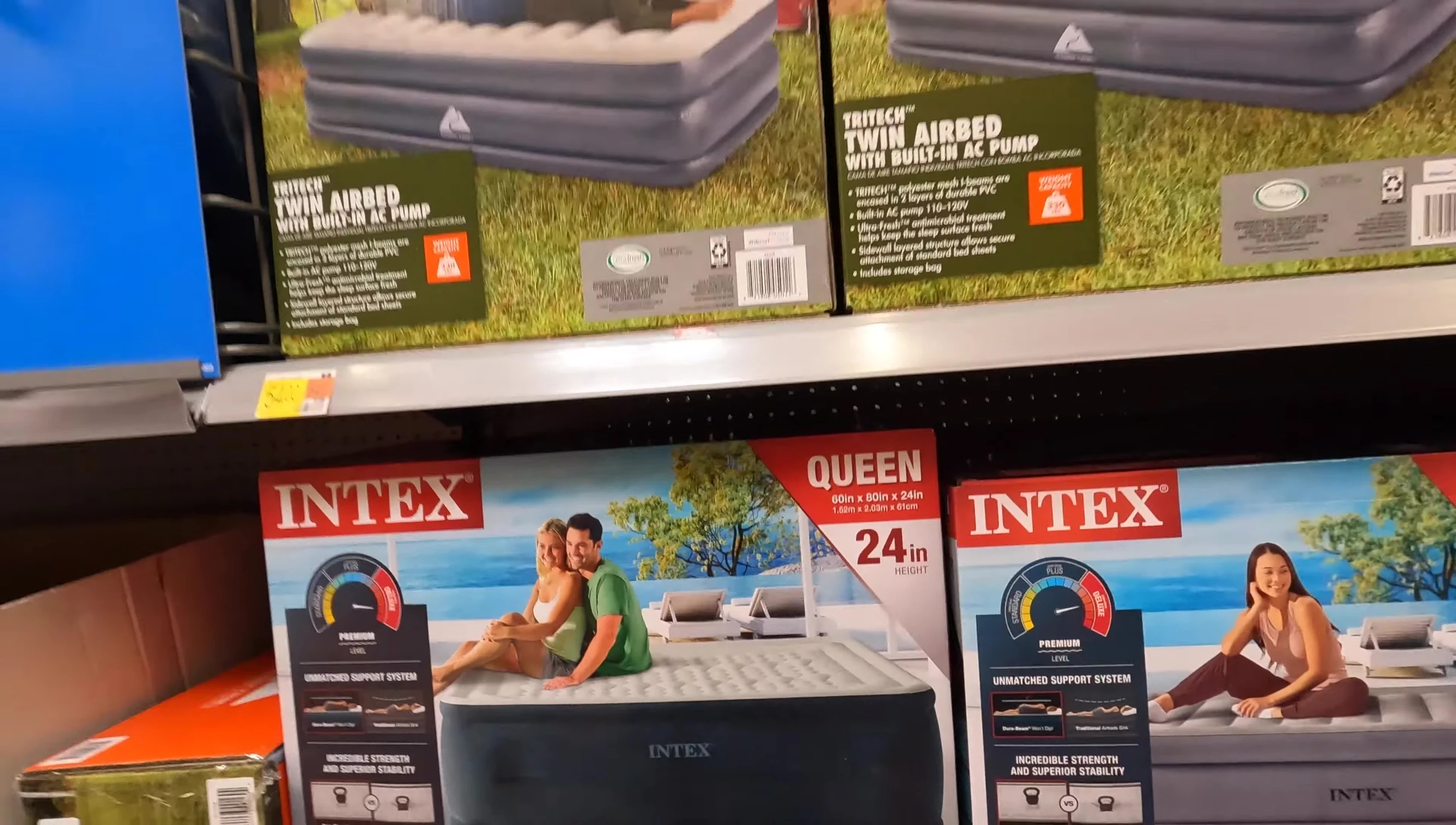 Air mattress display at Walmart