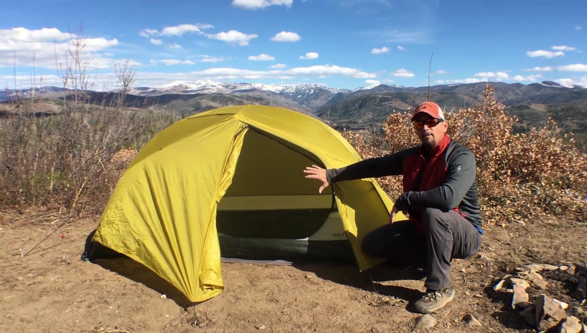 Close-up shot of the tent's ripstop nylon material