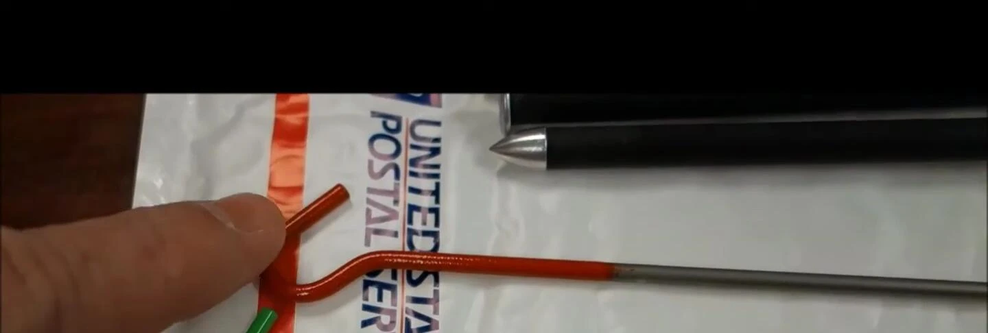Detailed view of the shepherd hook on the Lawson tent stake.