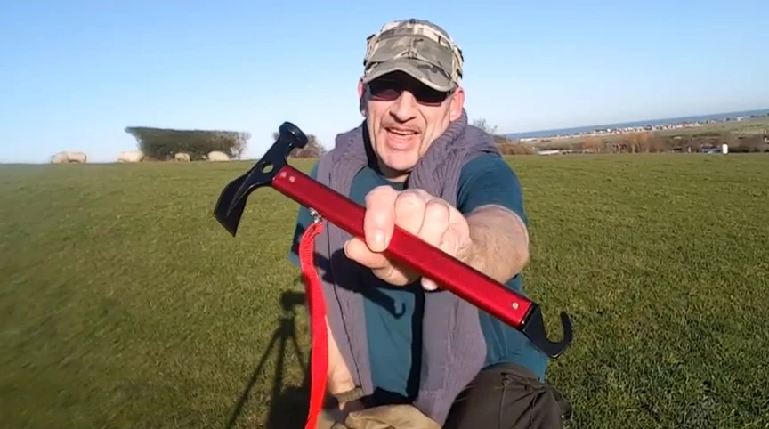 The specialized tent stake hammer.