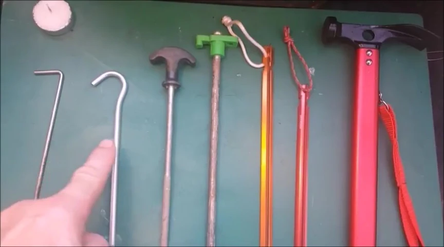 Generic tent stakes being discussed.