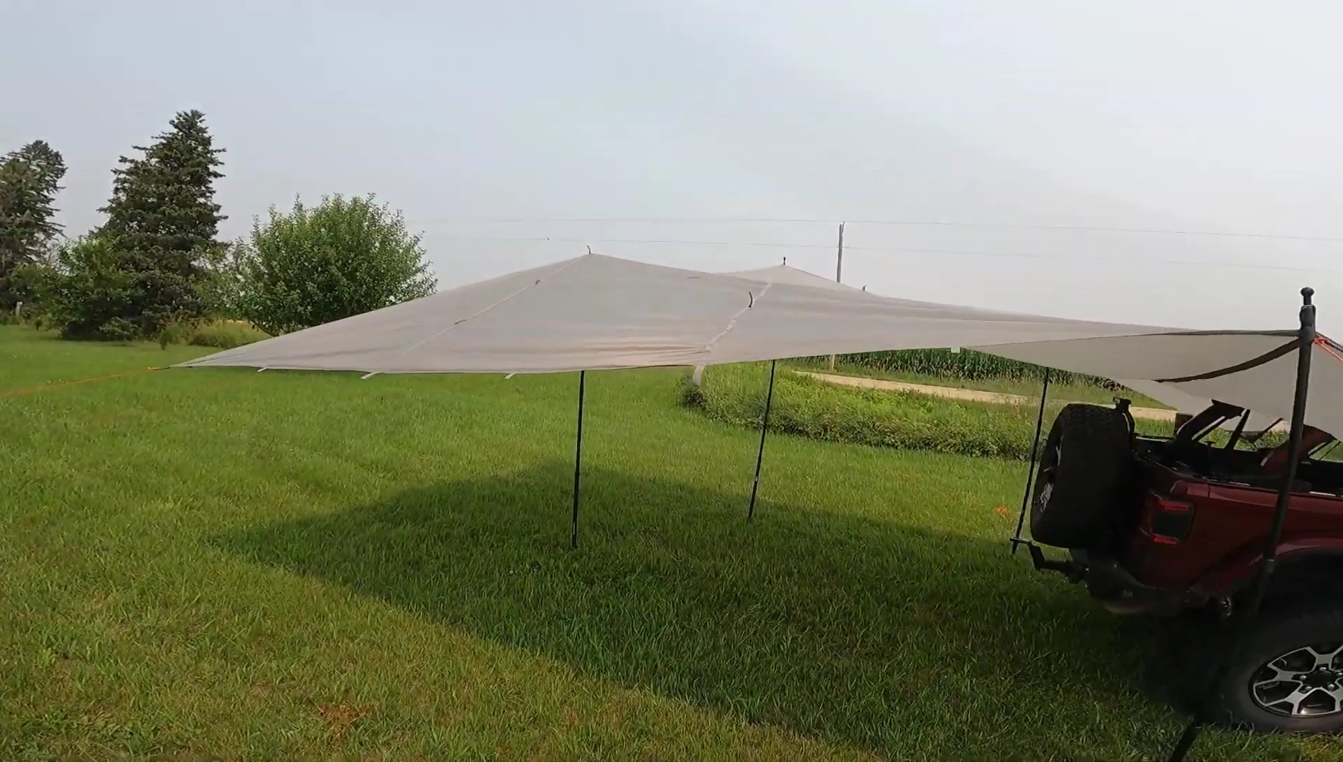 Close-up showing the tie-out points on the inside of the tarp.