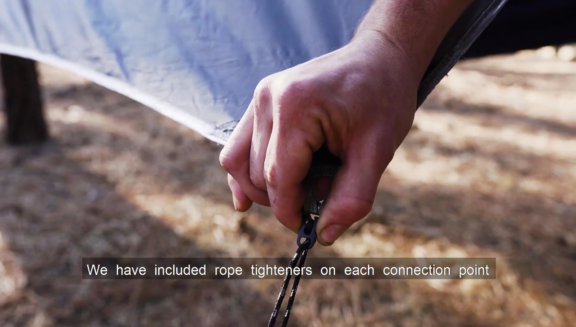 Close-up of the rope tighteners