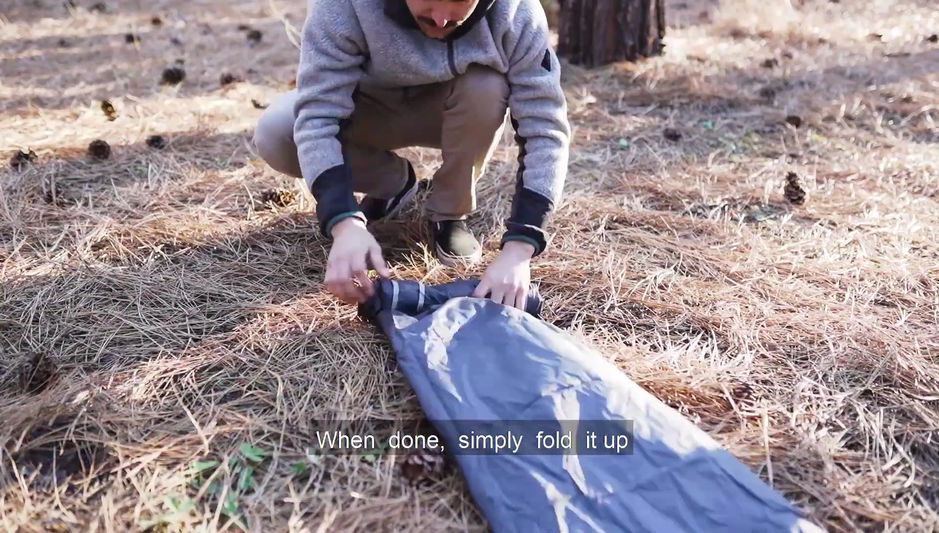 Folding up the tarp