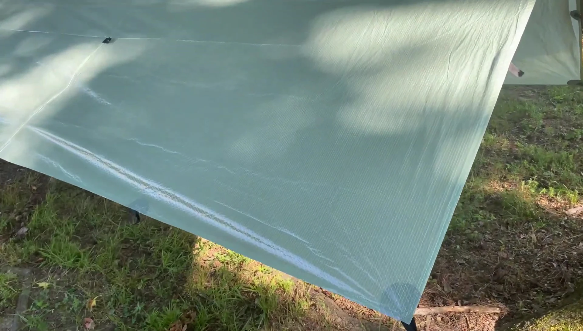 Squidley demonstrating the transparency of the tarp