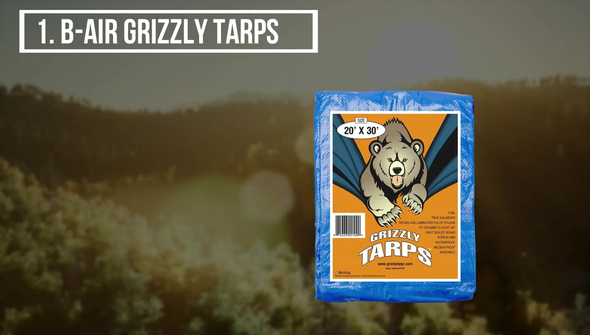 Close-up of Bear Grizzly tarp material highlighting its texture and thickness.