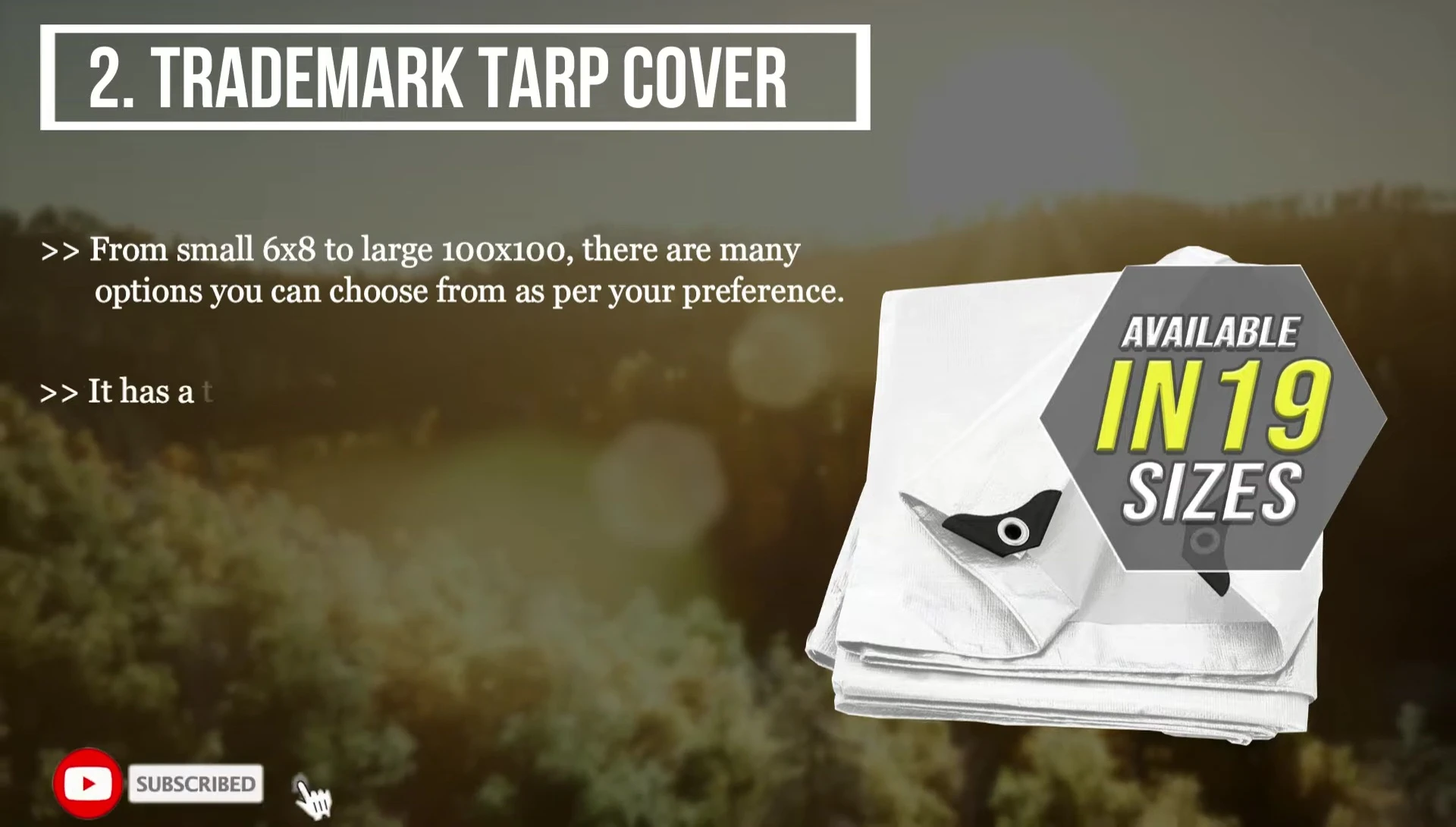 Shot emphasizing the tarp's thick, protective material.