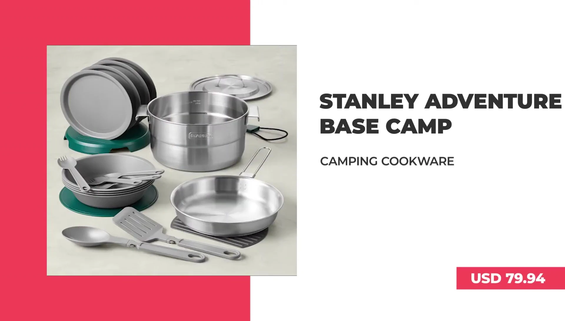 The Stanley Adventure Base Camp Cook Set showcased