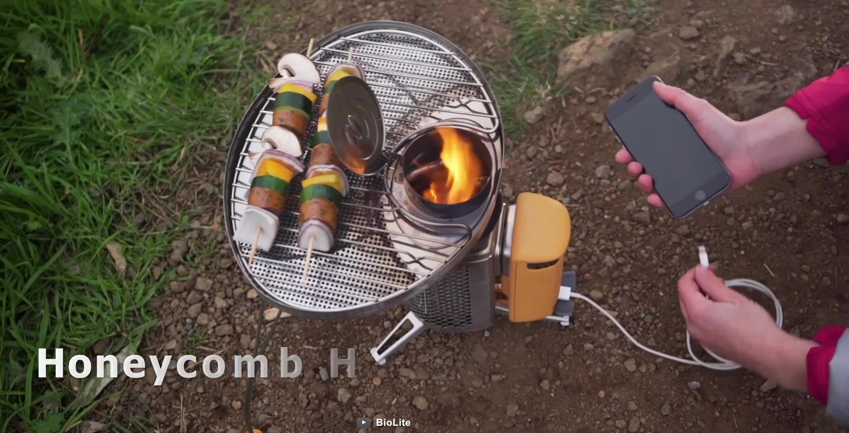 Close-up of the stove's honeycomb heat mesh.